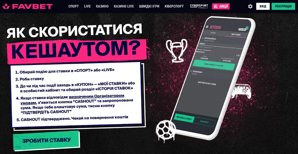 Як працює кешаут в букмекерських конторах